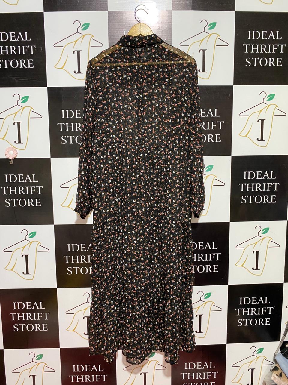 NEW LOOK |XL| BUST 22| B40| MULTICOLOR CHAIN AND LEOPARD PRINT LONG SLEEVE BUTTON-DOWN SHIRT DRESS