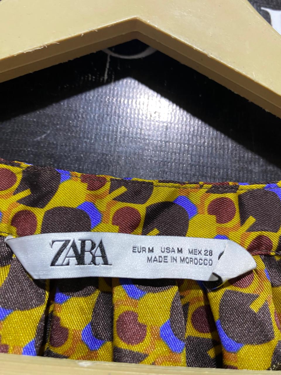 ZARA |M| BUST 19| B40| GEOMETRIC PRINT V-NECK LONG SLEEVE MAXI BUTTON-DOWN DRESS