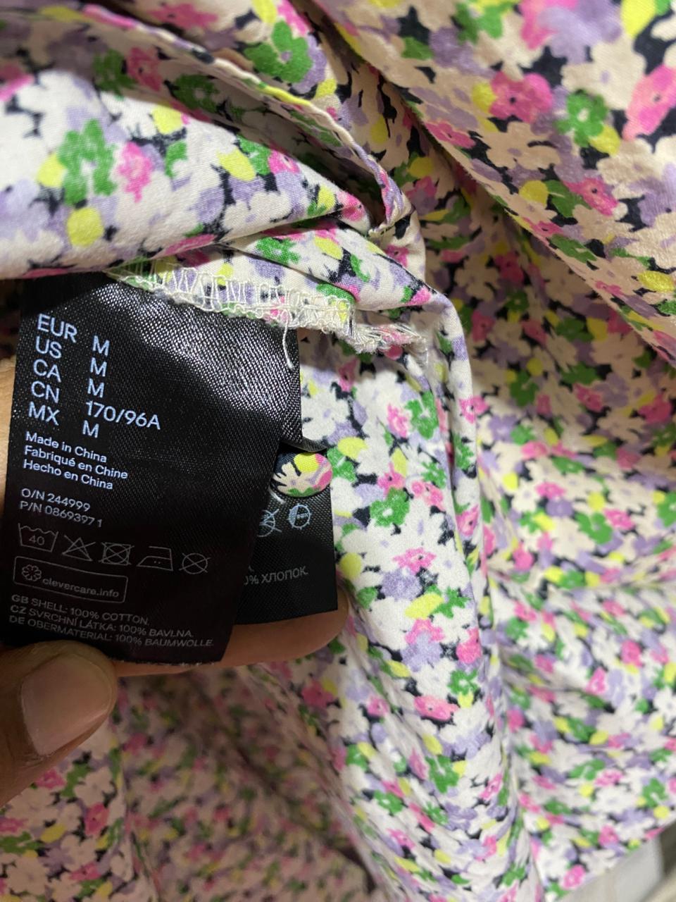 H&M |M| BUST 23| B40| DITSY FLORAL PRINT TIERED BABYDOLL MINI DRESS WITH LONG SLEEVES
