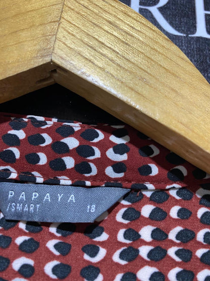 PAPAYA |XL| BUST 22| B40| GEOMETRIC PRINT LONG SLEEVE BUTTON-DOWN BLOUSE WITH CHEST POCKETS