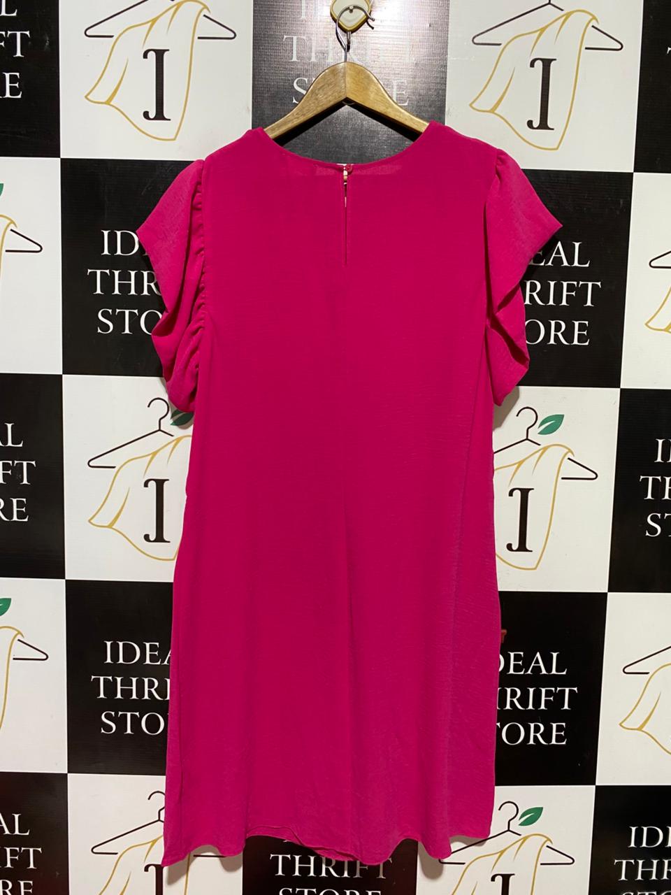 PAPAYA |L| BUST 19| B40| MAGENTA PINK FLUTTER SLEEVE SHIFT DRESS