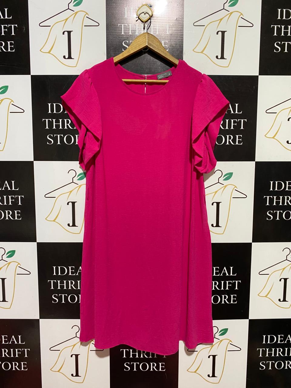 PAPAYA |L| BUST 19| B40| MAGENTA PINK FLUTTER SLEEVE SHIFT DRESS