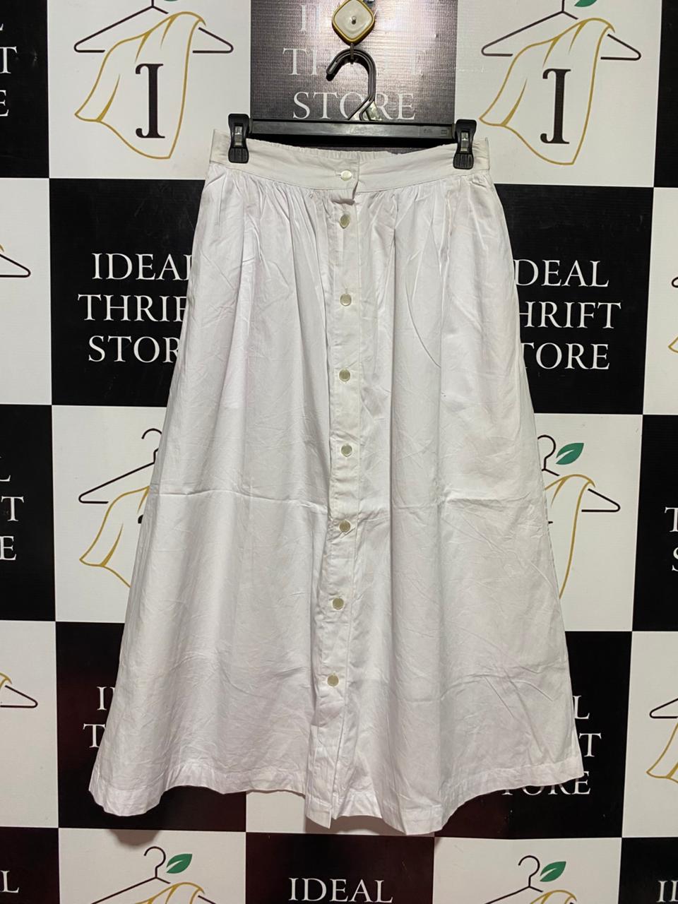 HARBOUR VUN |S| WAIST 26| B40| CLASSIC WHITE GATHERED A-LINE MIDI SKIRT