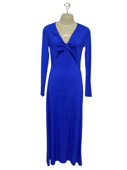 SHEIN |XS| BUST 15| B41| ROYAL BLUE KNOT FRONT LONG SLEEVE MAXI DRESS