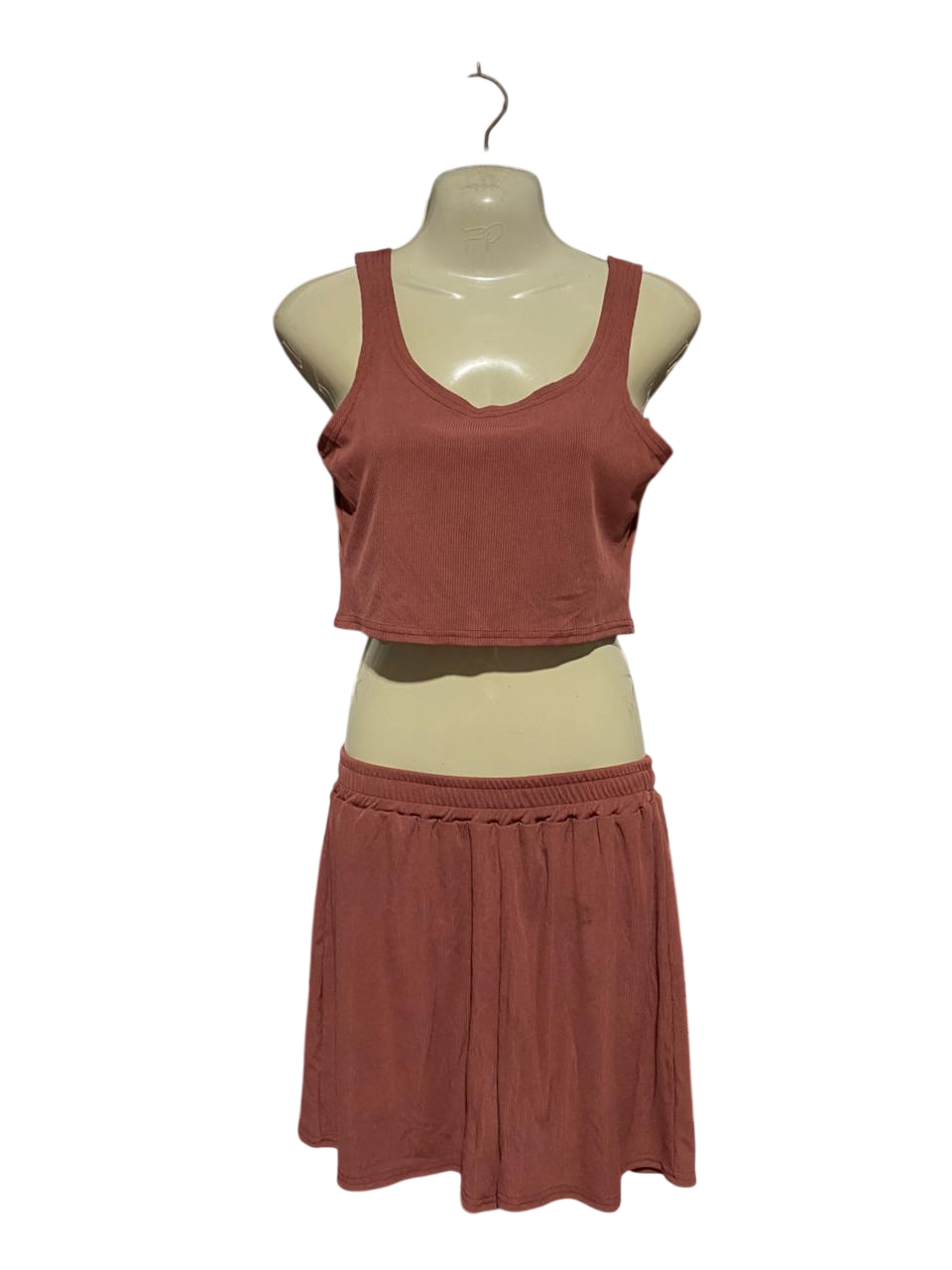 |S| B41| RIBBED CROP TANK AND SHORTS TWO-PIECE CO-ORD SET