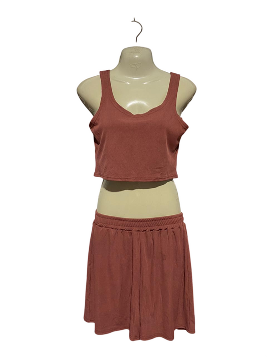 |S| B41| RIBBED CROP TANK AND SHORTS TWO-PIECE CO-ORD SET