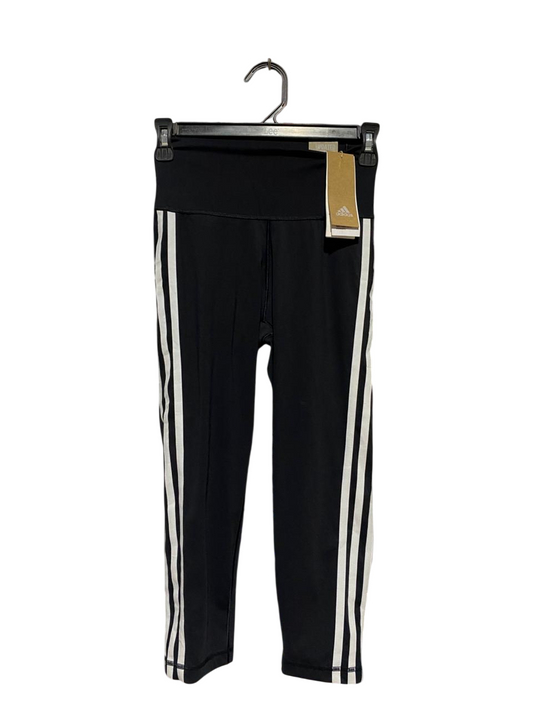 ADIDAS |S| WAIST 23| B41| BLACK HIGH-WAISTED THREE-STRIPE CROPPED LEGGINGS