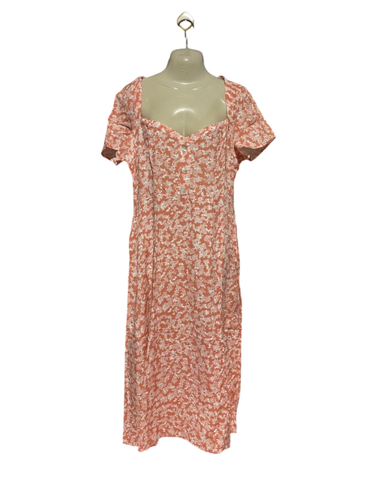 HARPER & ME |M| BUST 18| B41| FLORAL PRINT SWEETHEART NECK MIDI DRESS WITH BUTTON DETAILS