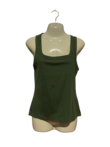 COTTON ON |S| BUST 16| B41| KHAKI OLIVE GREEN RIBBED SQUARE NECK TANK TOP