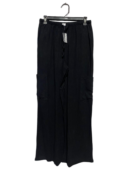 ANKO |M| WAIST 28| B41| BLACK DRAWSTRING WIDE-LEG LINEN-BLEND CARGO PANTS