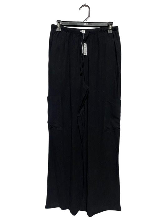 ANKO |M| WAIST 28| B41| BLACK DRAWSTRING WIDE-LEG LINEN-BLEND CARGO PANTS