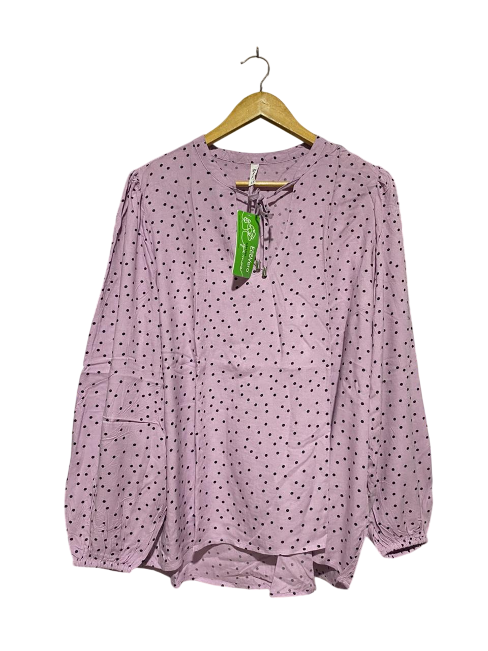 & ME | XL| BUST 25| B41| MAUVE POLKA DOT FRONT-TIE LONG SLEEVE BLOUSE