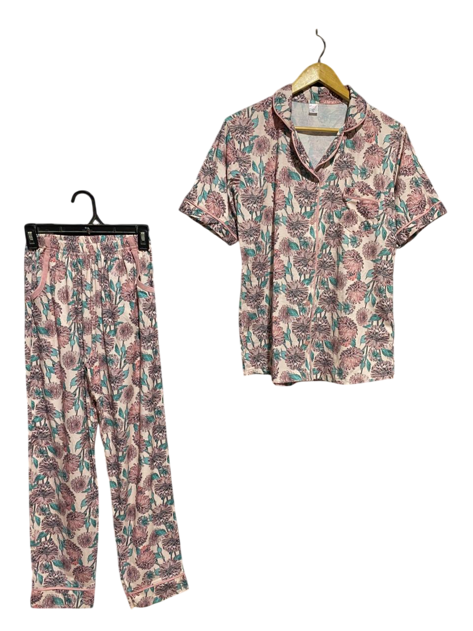 BOURAZ |XL| B41| VINTAGE FLORAL PRINT SHORT SLEEVE PAJAMA SET
