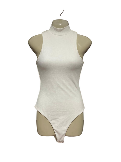 AVA & EVER |S| BUST 16| B41| WHITE RIBBED MOCK NECK SLEEVELESS BODYSUIT