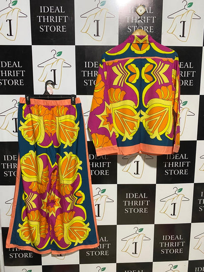 |L| B43| RETRO PSYCHEDELIC PRINT TWO-PIECE CO-ORD SET