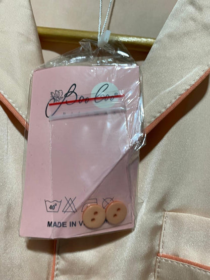 BOO BOO |S| B41| LUXE PEACH SATIN SHORT SLEEVE PAJAMA SET