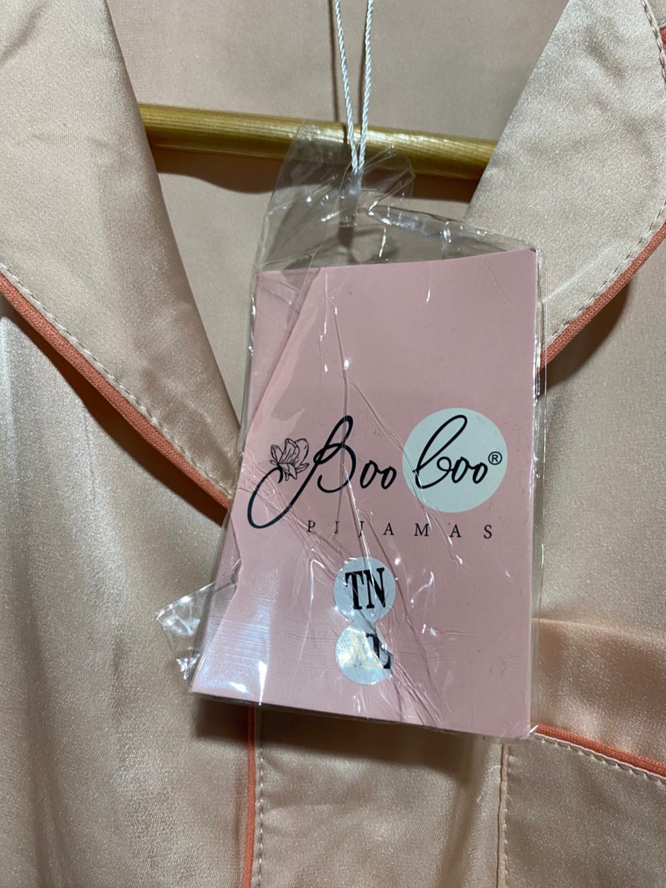 BOO BOO |S| B41| LUXE PEACH SATIN SHORT SLEEVE PAJAMA SET