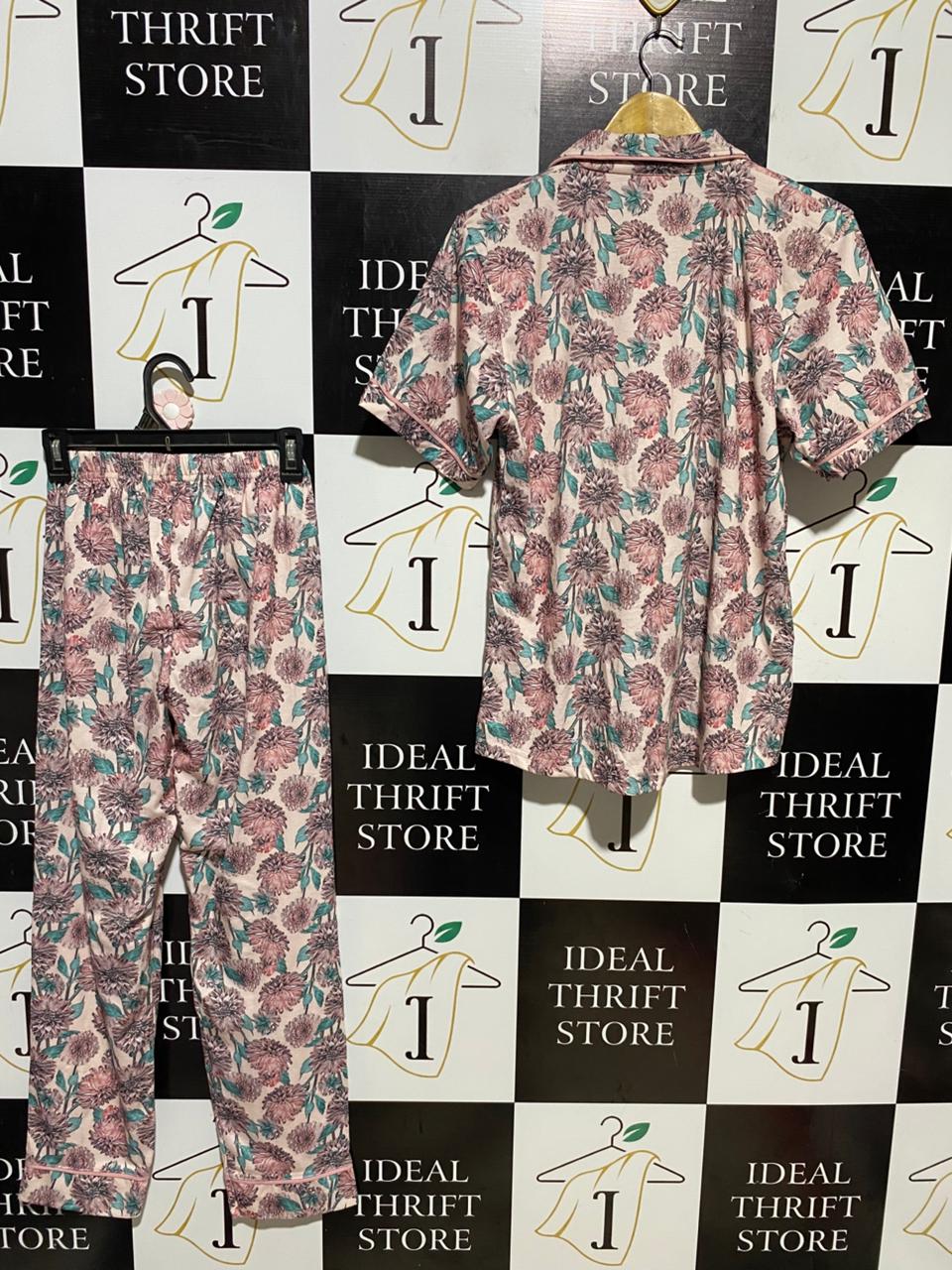 BOURAZ |XL| B41| VINTAGE FLORAL PRINT SHORT SLEEVE PAJAMA SET
