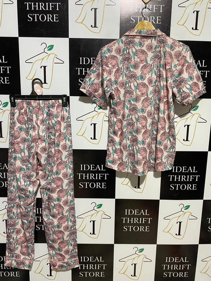 BOURAZ |XL| B41| VINTAGE FLORAL PRINT SHORT SLEEVE PAJAMA SET