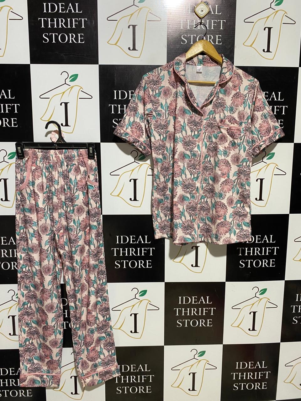 BOURAZ |XL| B41| VINTAGE FLORAL PRINT SHORT SLEEVE PAJAMA SET