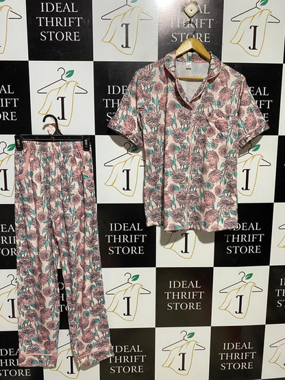 BOURAZ |XL| B41| VINTAGE FLORAL PRINT SHORT SLEEVE PAJAMA SET