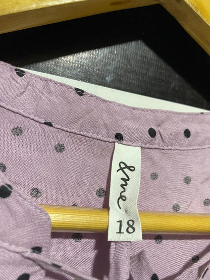 & ME | XL| BUST 25| B41| MAUVE POLKA DOT FRONT-TIE LONG SLEEVE BLOUSE