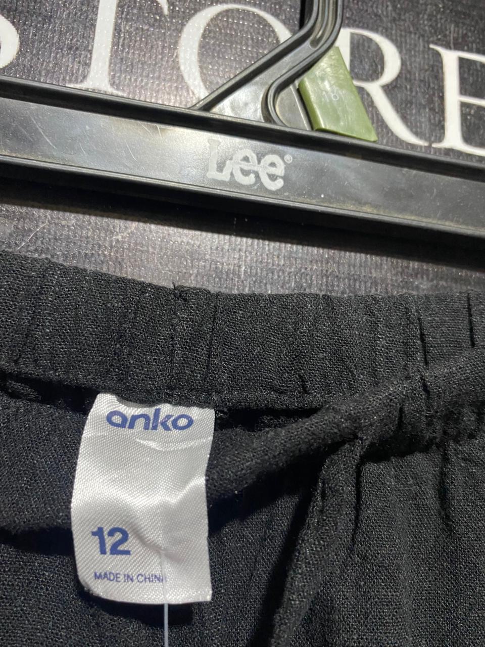 ANKO |M| WAIST 28| B41| BLACK DRAWSTRING WIDE-LEG LINEN-BLEND CARGO PANTS