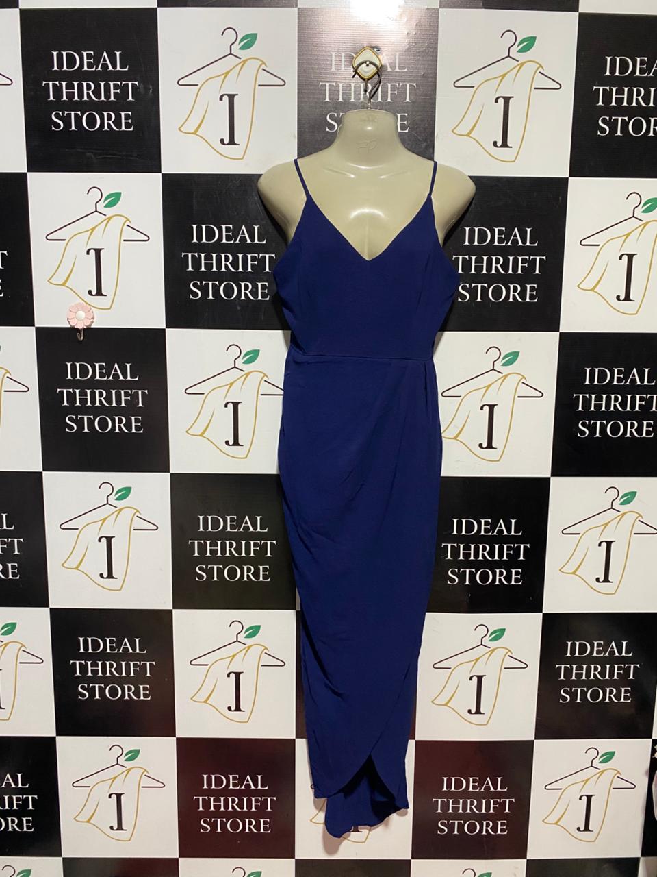 SHOWPO |M| BUST 18| B41| ROYAL BLUE V-NECK STRAPPY WRAP MIDI DRESS