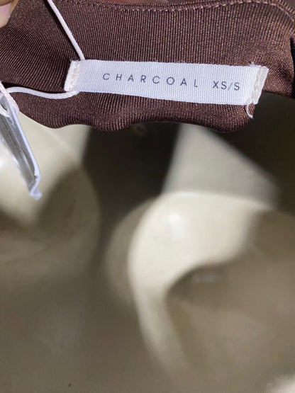 CHARCOAL |XS| BUST 16| B41| CHOCOLATE BROWN CROSSOVER HALTER NECK BODYSUIT