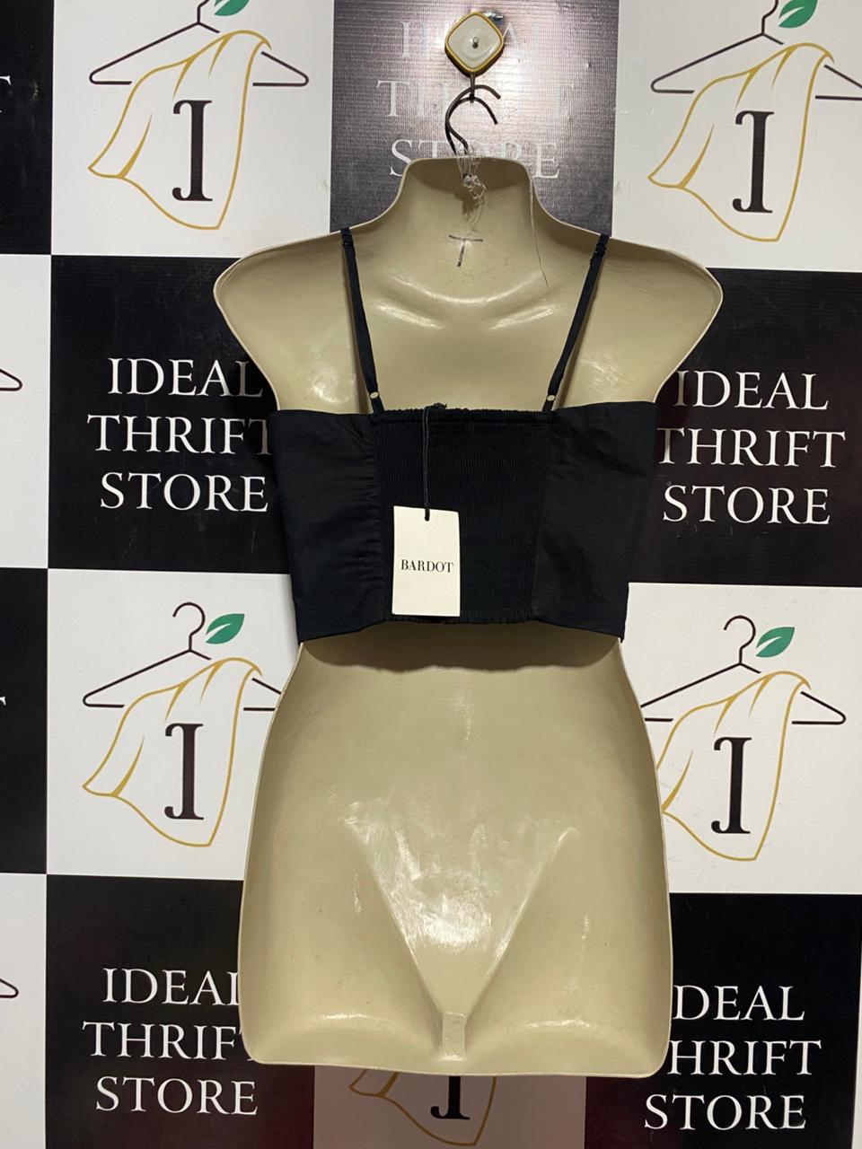 BARDOT |S| BUST 16| B41| JET BLACK SQUARE NECK STRAPPY CROP TOP