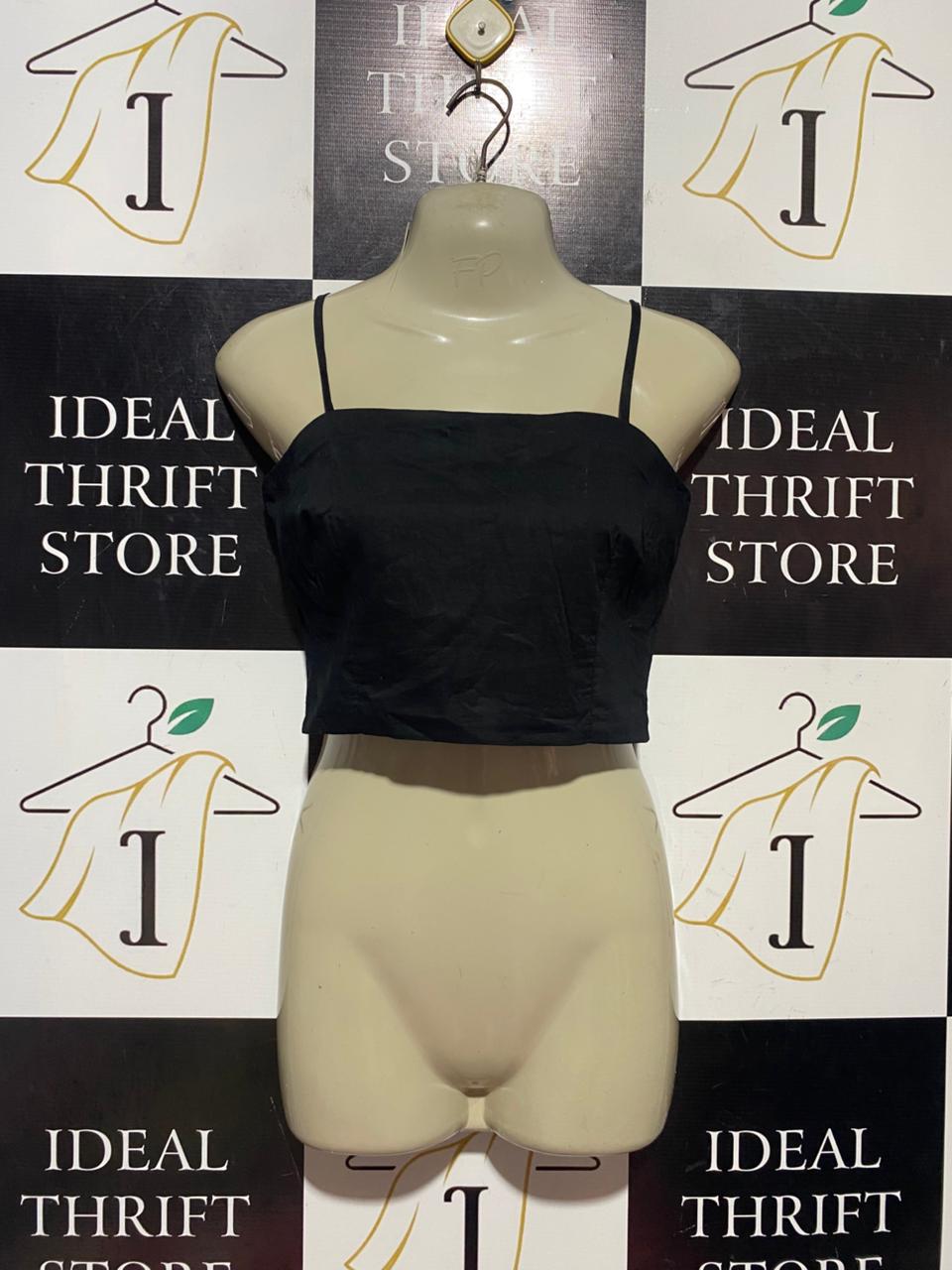 BARDOT |S| BUST 16| B41| JET BLACK SQUARE NECK STRAPPY CROP TOP