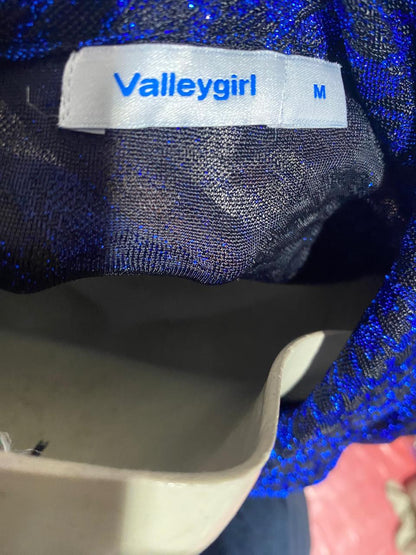 VALLEY GIRL |M| BUST 17| B41| ROYAL BLUE SHIMMER RUCHED BUTTON-DOWN MINI DRESS