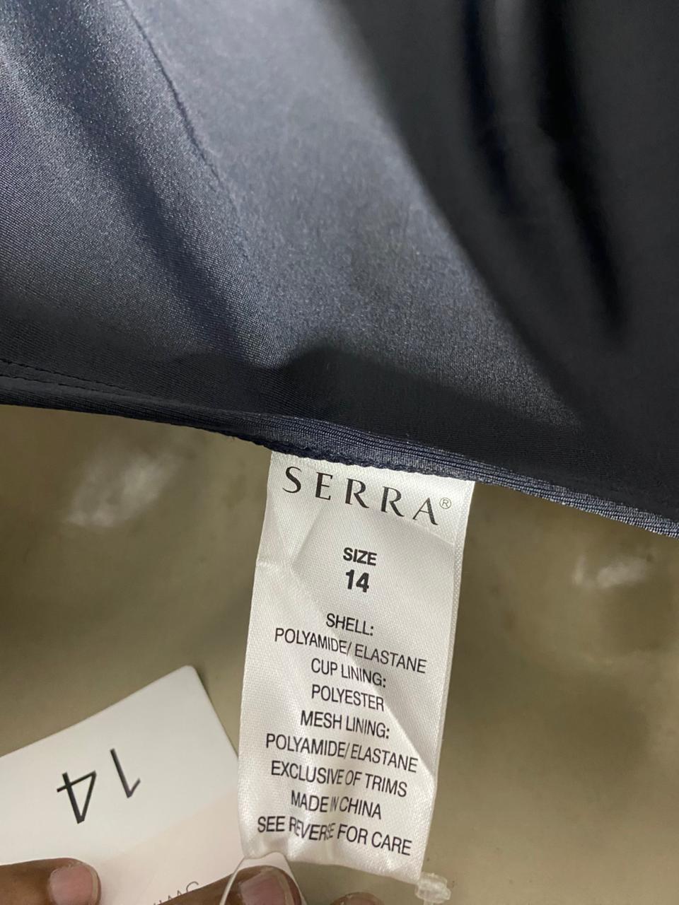 SERRA |M| BUST 18| B41| JET BLACK RUCHED TWIST-FRONT ONE-PIECE SWIMSUIT