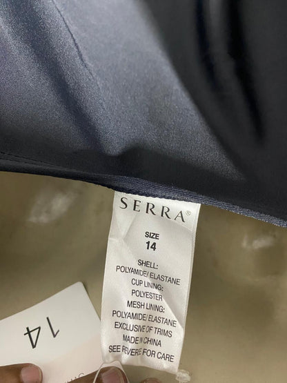 SERRA |M| BUST 18| B41| JET BLACK RUCHED TWIST-FRONT ONE-PIECE SWIMSUIT