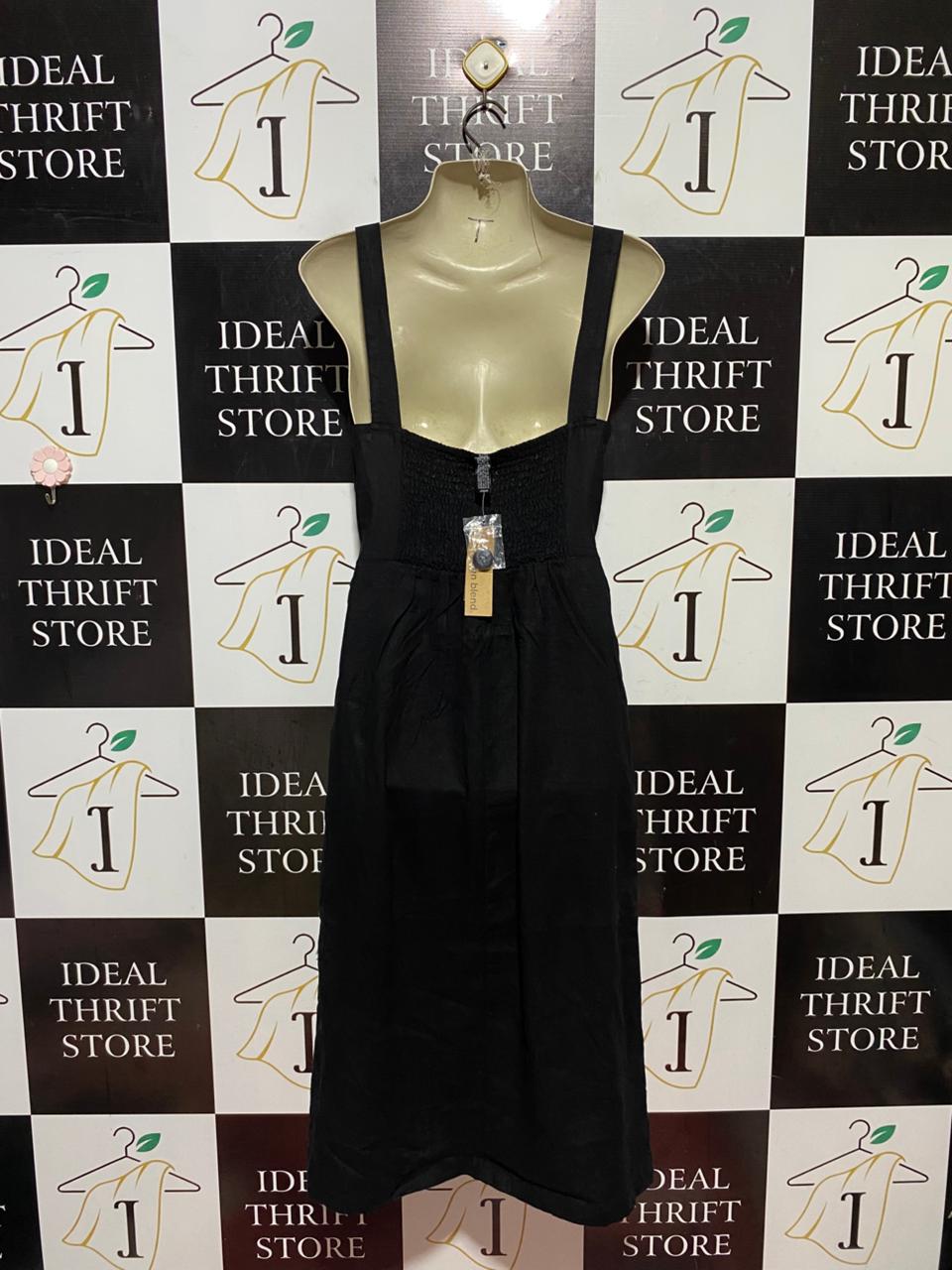 ED IT ED |M| BUST 18| B41| BLACK DOUBLE-BREASTED BELTED MIDI PINAFORE DRESS