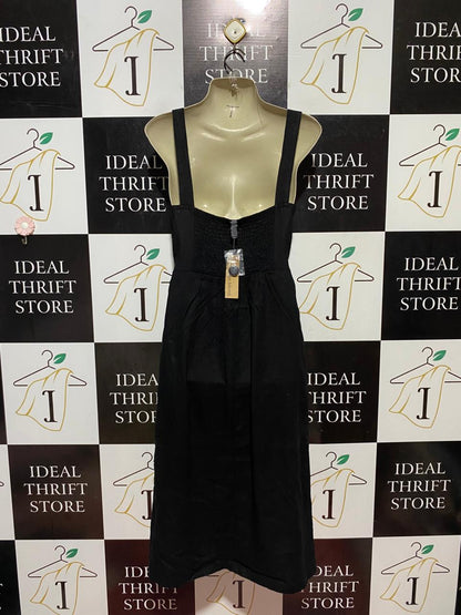 ED IT ED |M| BUST 18| B41| BLACK DOUBLE-BREASTED BELTED MIDI PINAFORE DRESS