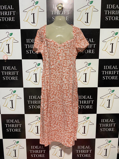 HARPER & ME |M| BUST 18| B41| FLORAL PRINT SWEETHEART NECK MIDI DRESS WITH BUTTON DETAILS