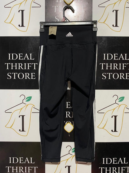 ADIDAS |S| WAIST 23| B41| BLACK HIGH-WAISTED THREE-STRIPE CROPPED LEGGINGS