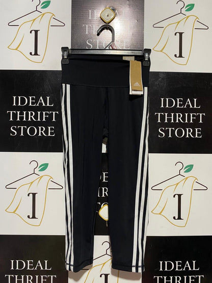 ADIDAS |S| WAIST 23| B41| BLACK HIGH-WAISTED THREE-STRIPE CROPPED LEGGINGS