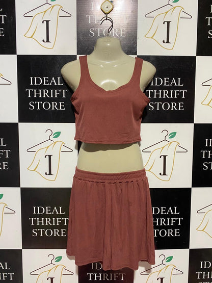 |S| B41| RIBBED CROP TANK AND SHORTS TWO-PIECE CO-ORD SET