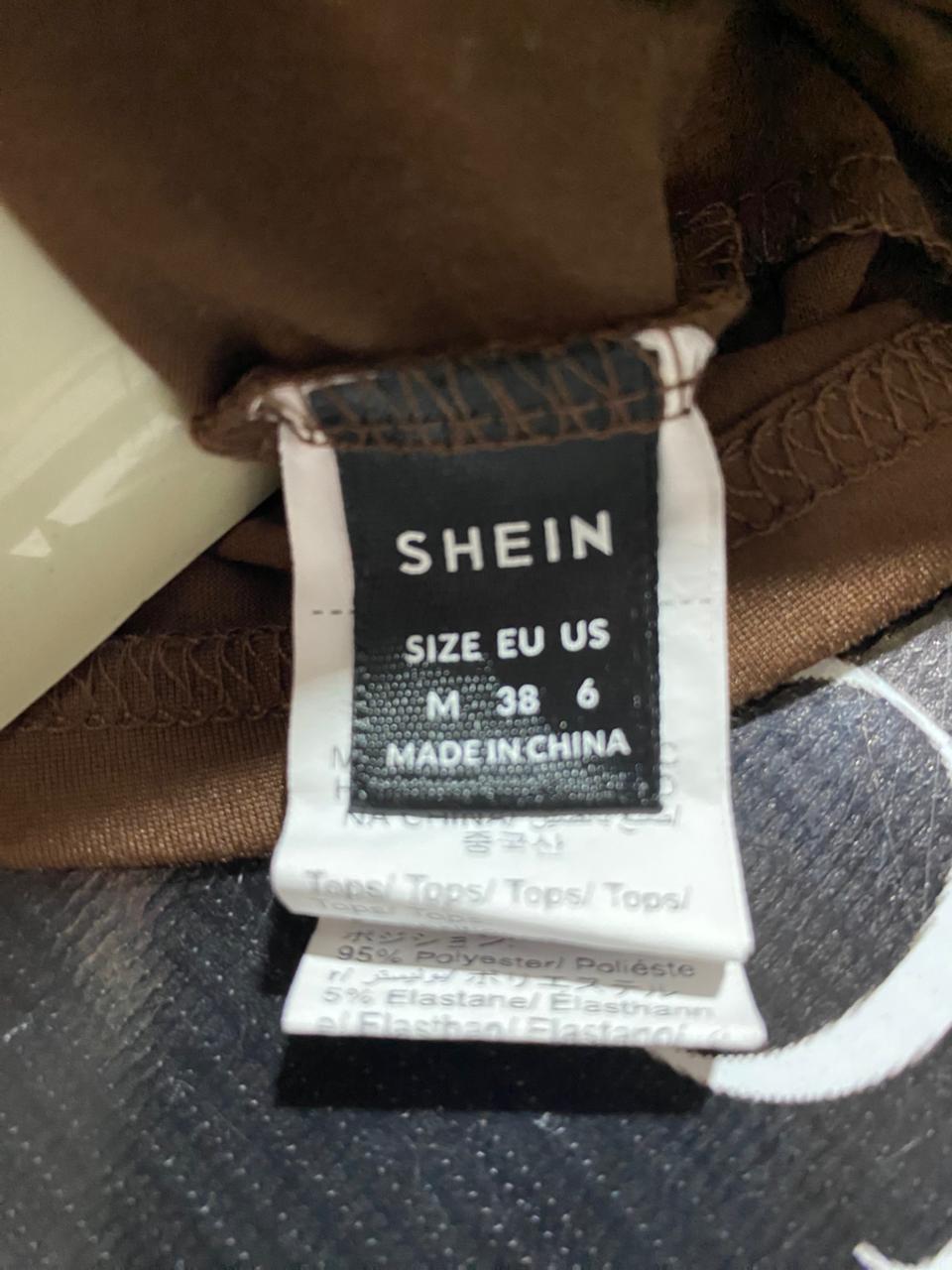SHEIN |M| BUST 15| B41| SOLID BROWN STRAPLESS TUBE CROP TOP