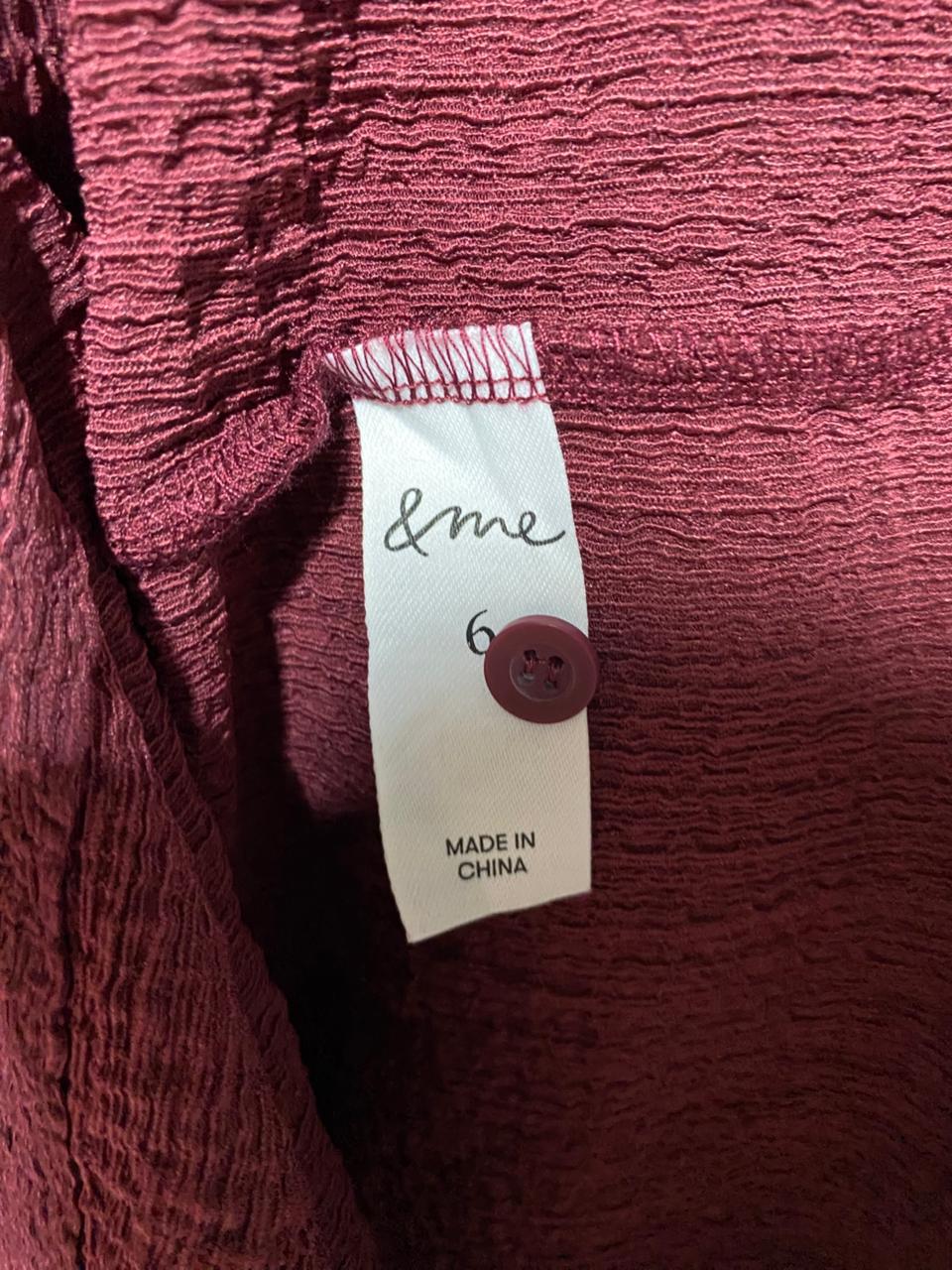 & ME |M| BUST 17| B41| MAROON COLLARED BUTTON-DOWN TEXTURED MIDI DRESS