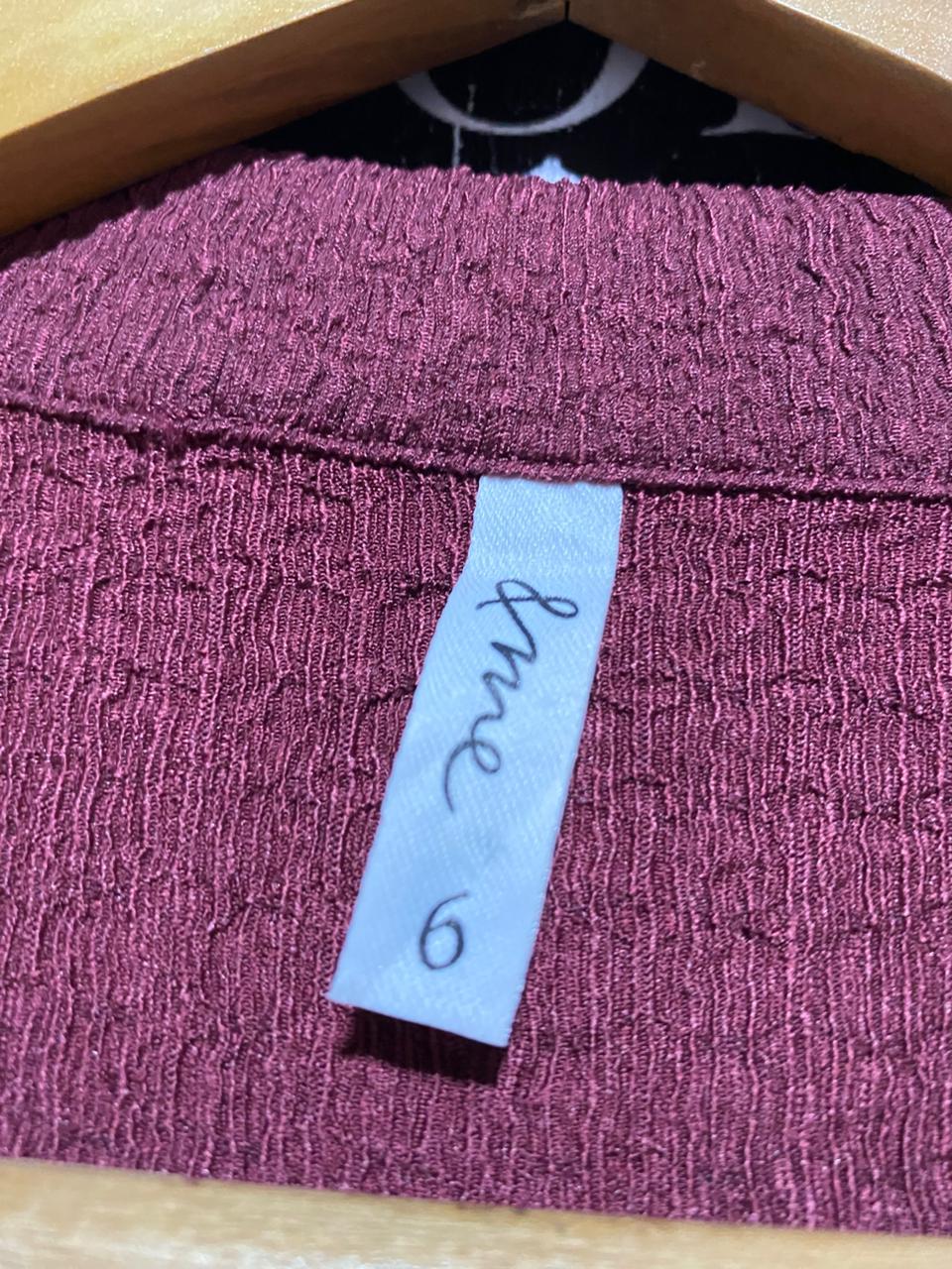 & ME |M| BUST 17| B41| MAROON COLLARED BUTTON-DOWN TEXTURED MIDI DRESS