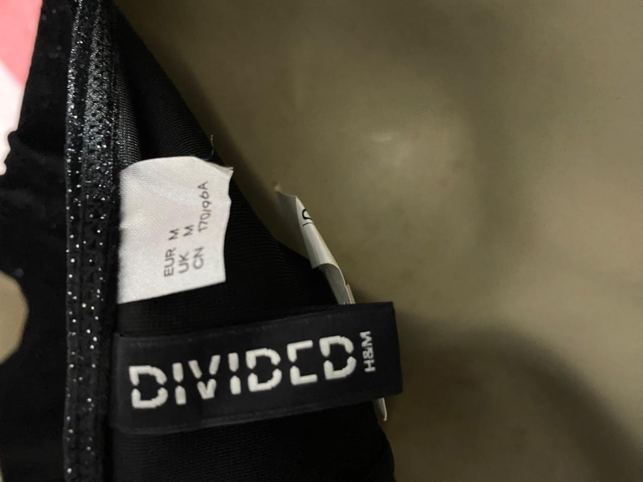 H&M DIVIDED |S| BUST 16| B41| GLITTERY BLACK COWL NECK CAMI BODYSUIT