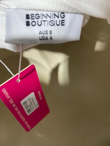 BEGINNING BOUTIQUUE |S| BUST 15| B41| WHITE RIBBED CAMI SLEEVELESS BODYSUIT