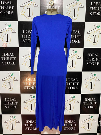 SHEIN |XS| BUST 15| B41| ROYAL BLUE KNOT FRONT LONG SLEEVE MAXI DRESS