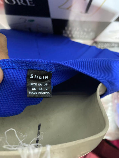 SHEIN |XS| BUST 15| B41| ROYAL BLUE KNOT FRONT LONG SLEEVE MAXI DRESS