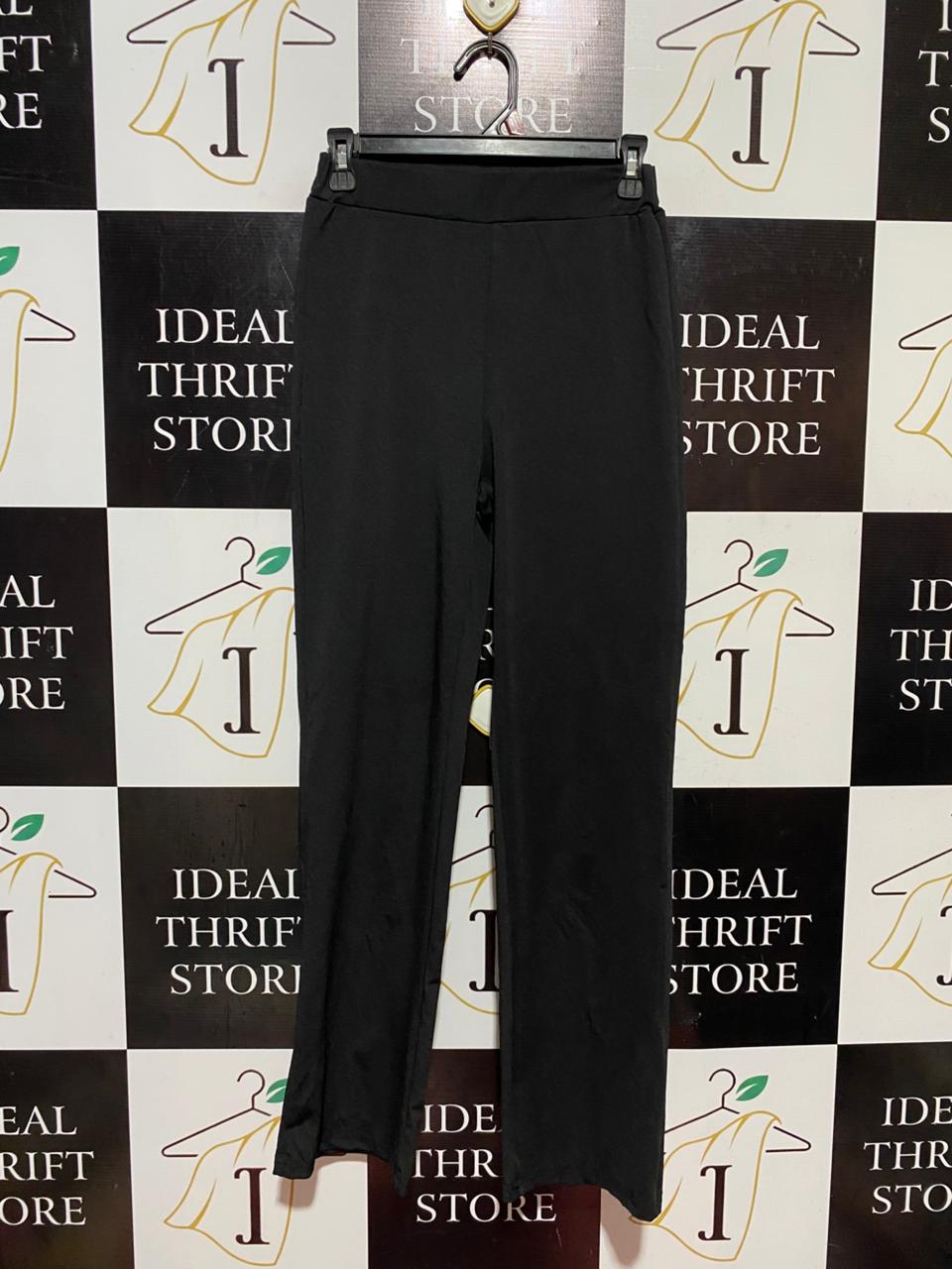 |S| WAIST 25| B41| BLACK HIGH-WAISTED STRAIGHT-LEG TROUSERS