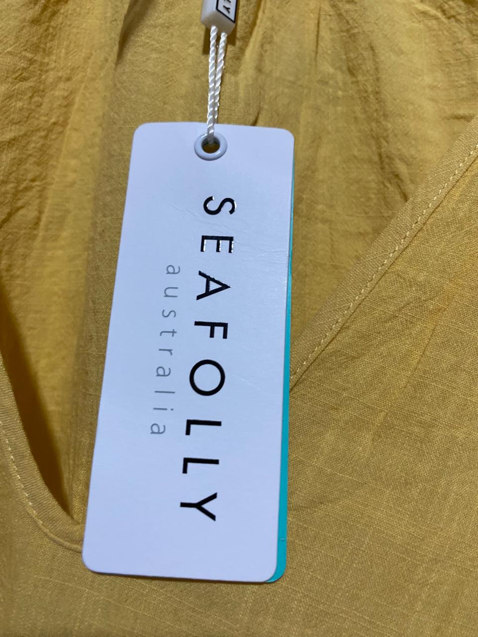 SEAFOLLY |XL| BUST 24| B41| MUSTARD YELLOW LINEN BLEND TUNIC DRESS