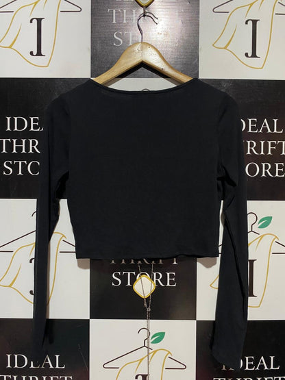 BLUE BLUSH |M| BUST 18| B41| BLACK LACE-UP CROP TOP